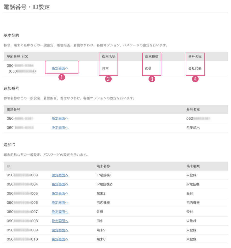 番号・ID設定 - userguide