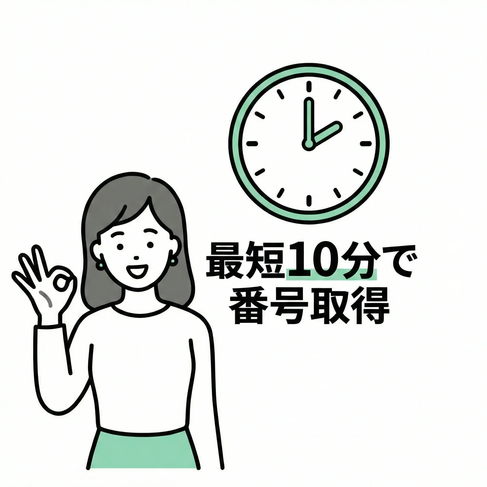 最短10分！工事不要で番号をすぐに取得！