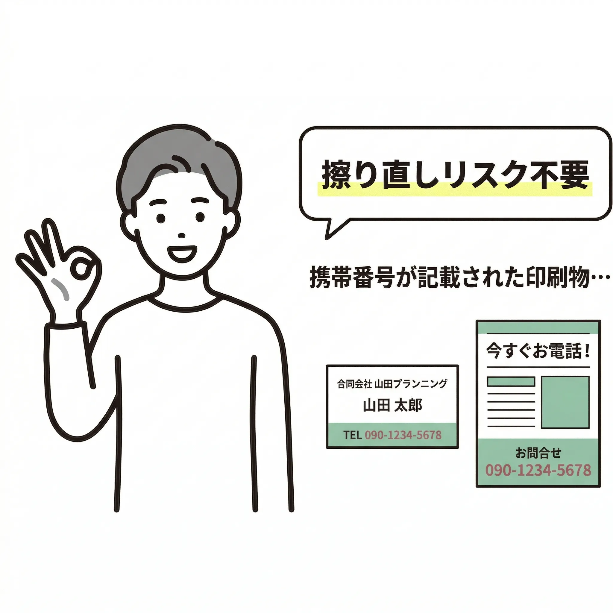 名刺やチラシの刷り直しのロスを削減